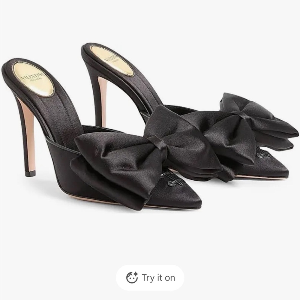 Valentino Black Satin Bow Heels